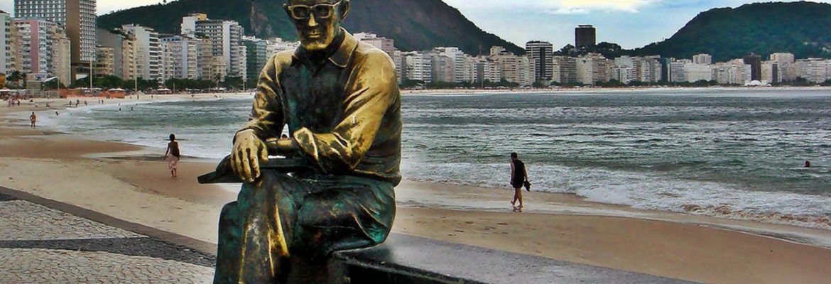 Carlos Drummond de Andrade statue, Rio de Janeiro, Rio de Janeiro State, Brazil