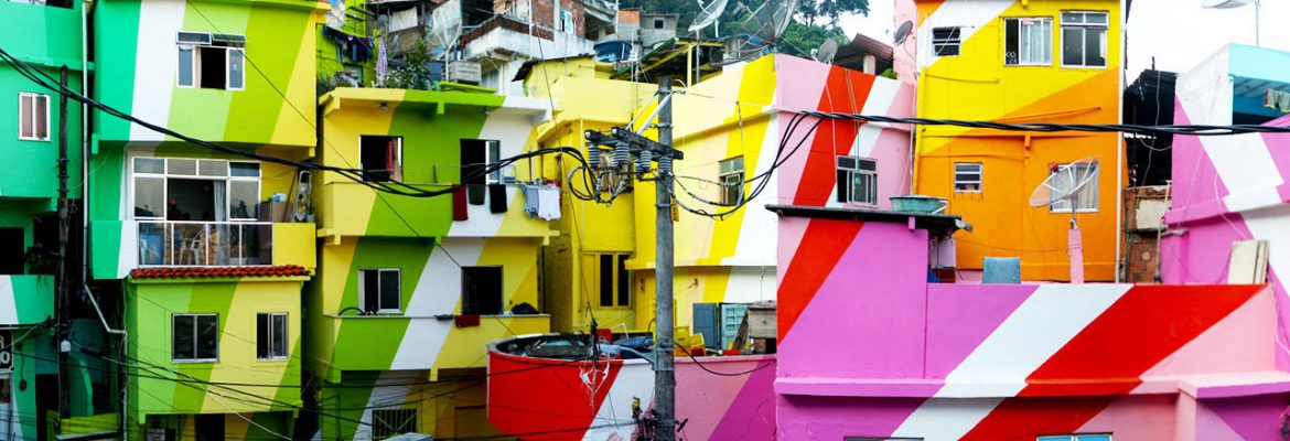 Painted Favelas of Rio de Janeiro, State of Rio De Janeiro, Brazil