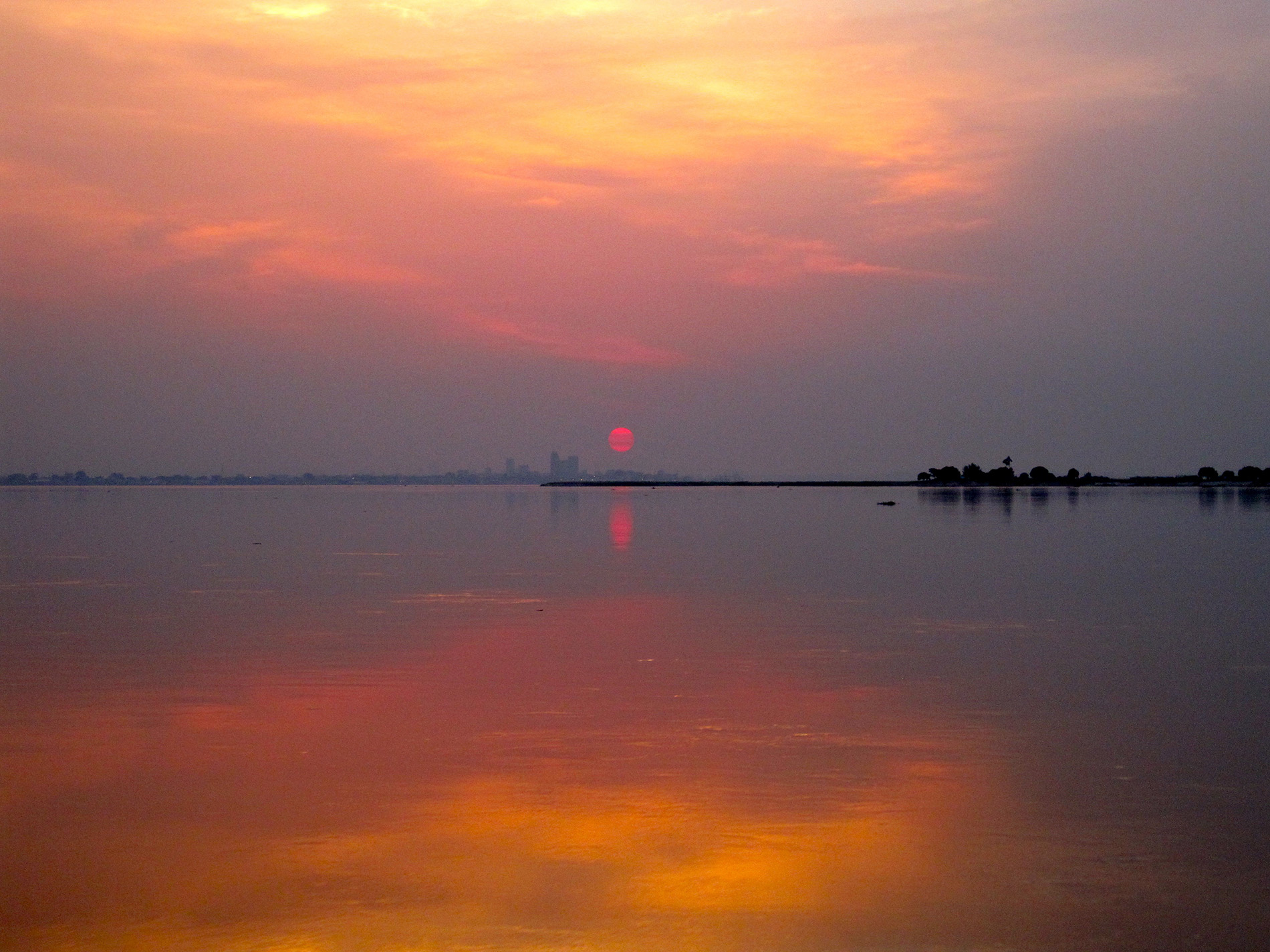 View of Malebo Pool (Formerly Stanley Pool) at Sunset and Looking